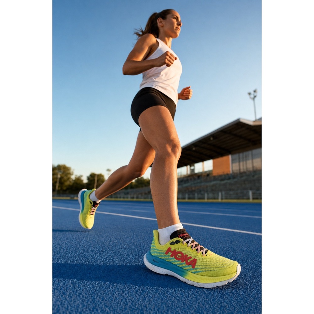 Hoka Mach 5 Evening Primrose Scuba Blue Running Shoes Womens 6B 1127894 EPSB